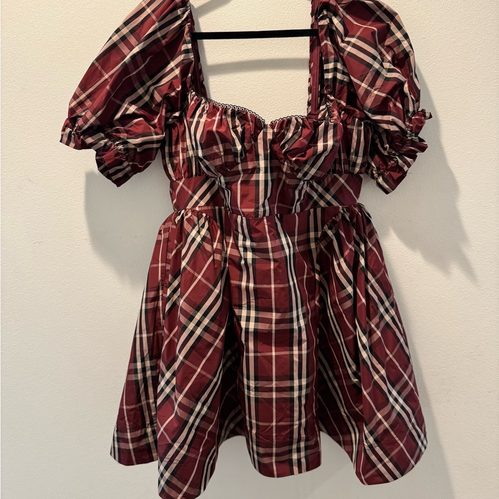 Plaid Puff Sleeve Dress